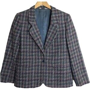 Richard Evans Petites Welsh Wool Tweed Blazer Womens 4 USA Made Academia Preppy
